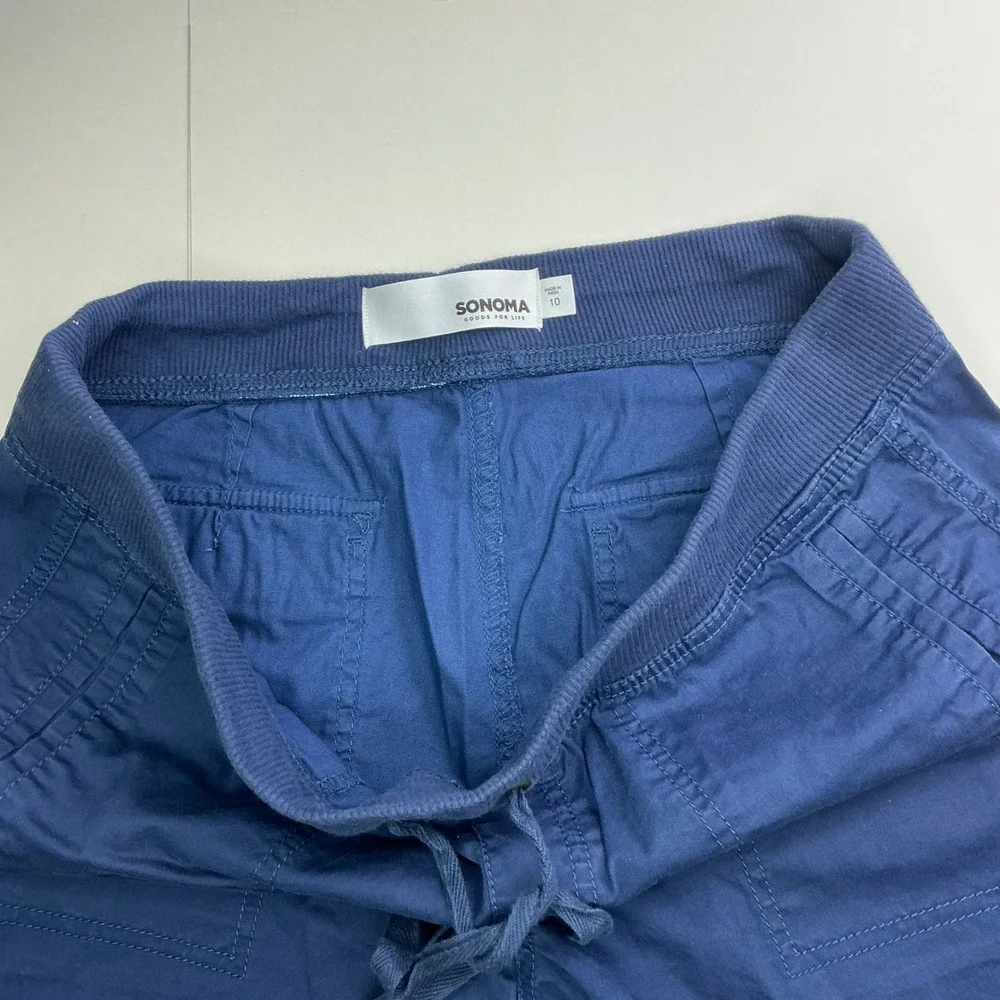 Sonoma Blue Utility Cargo Shorts Womens 10 Elastic Waist Drawstring Cuffed